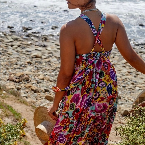 NWT ANTHROPOLOGIE PRINTED MAXI COVER UP DRESS SIZE LARGE - Picture 5 of 11